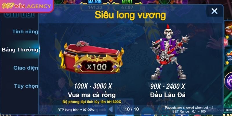 Tỷ lệ thưởng Jackpot Vua Đại Dương