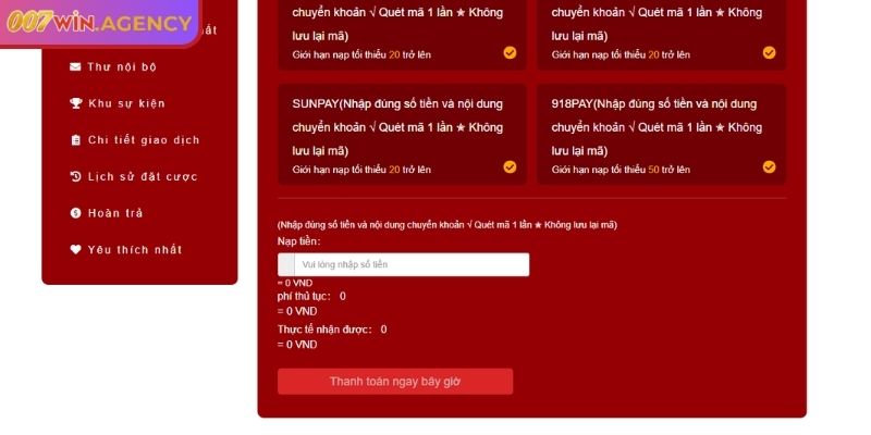 Giao dịch nạp tiền 